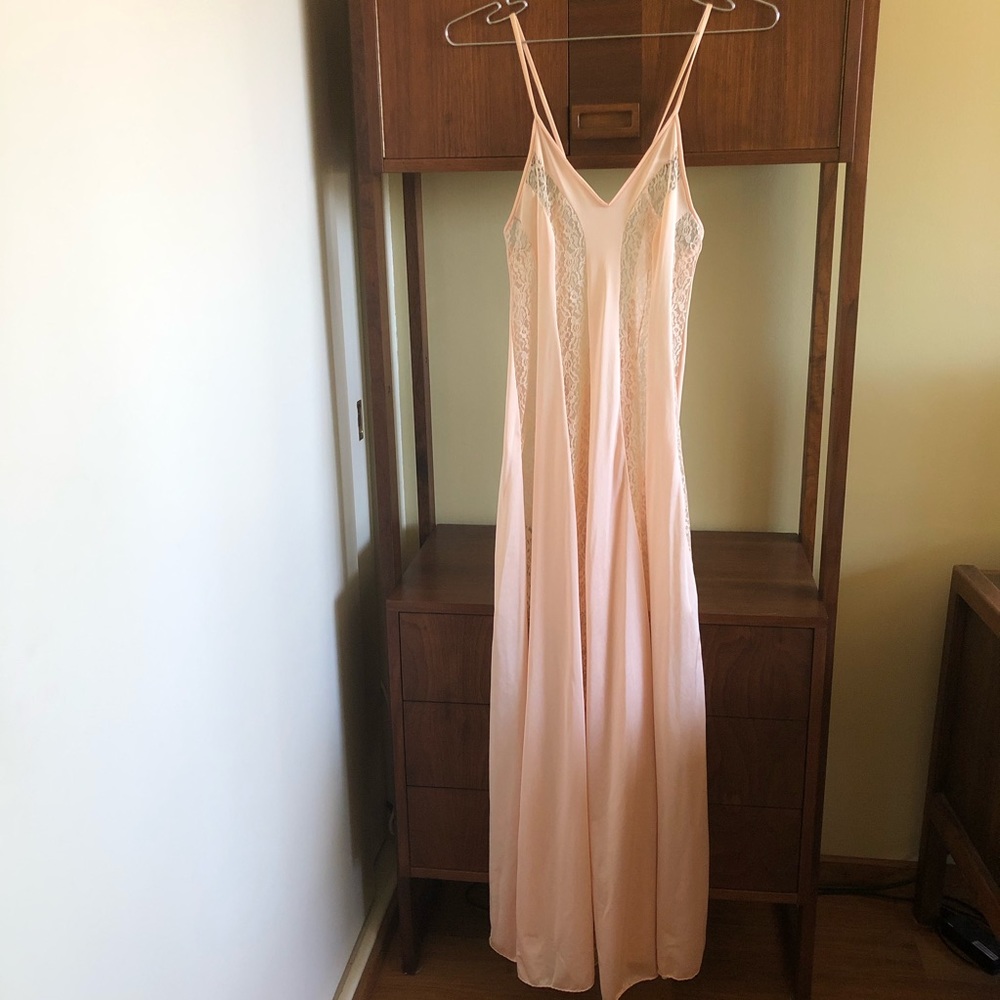 SOLD • 60s lace lingerie peach gown